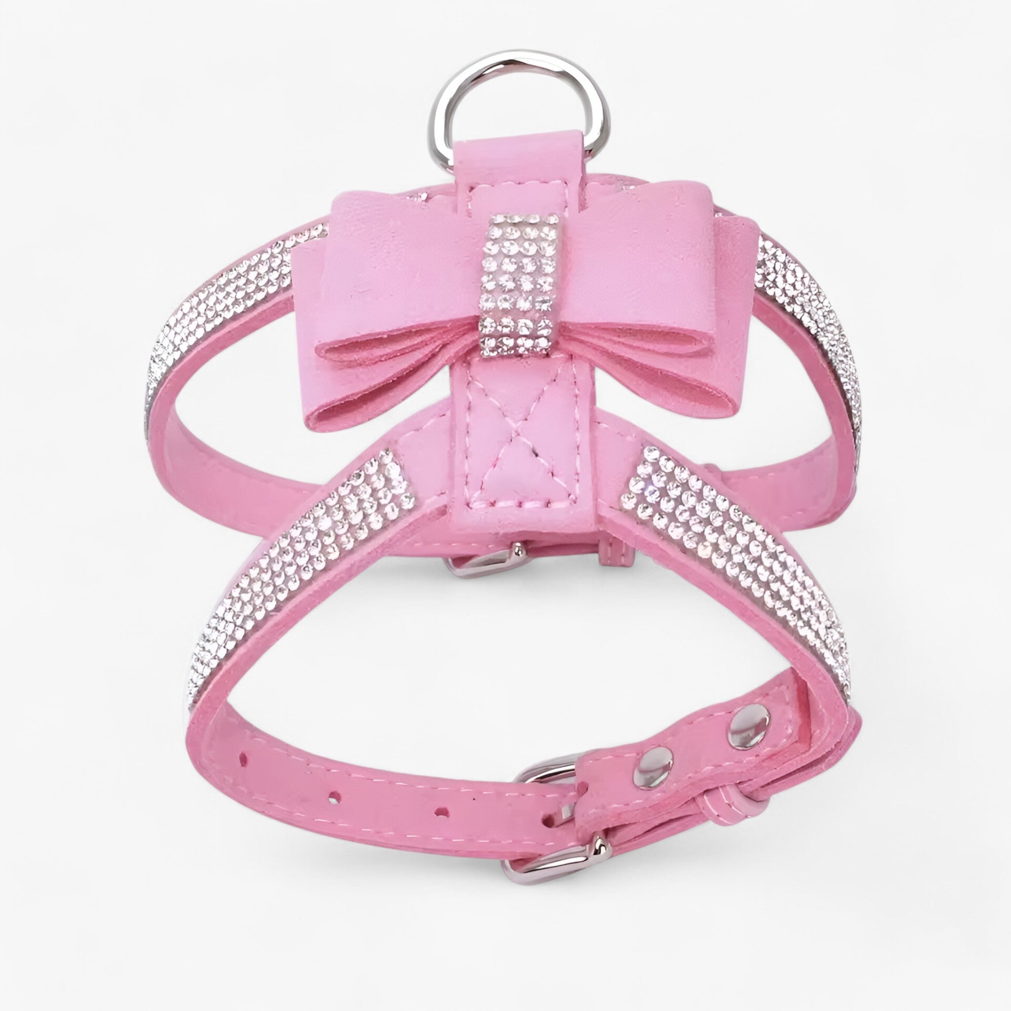 Bella | Pettorina in velluto con fiocco e strass - Rosa - - Concept Palermo
