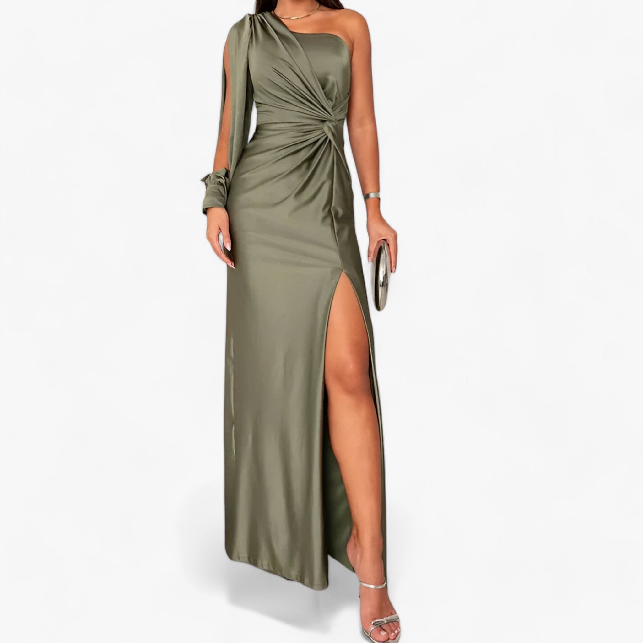 Abito Évora | in seta - Elegante e confortevole - Verde cachi - casual dress casual dresses cute summer dress dress dresses dresses for women 2024 ES DRESSES floral dresses Going out dress Holiday Dress knit_dresses Long Dress Maxi dress Maxi Dresses Party dress party dresses summer dress Wedding guest dress - Concept Palermo
