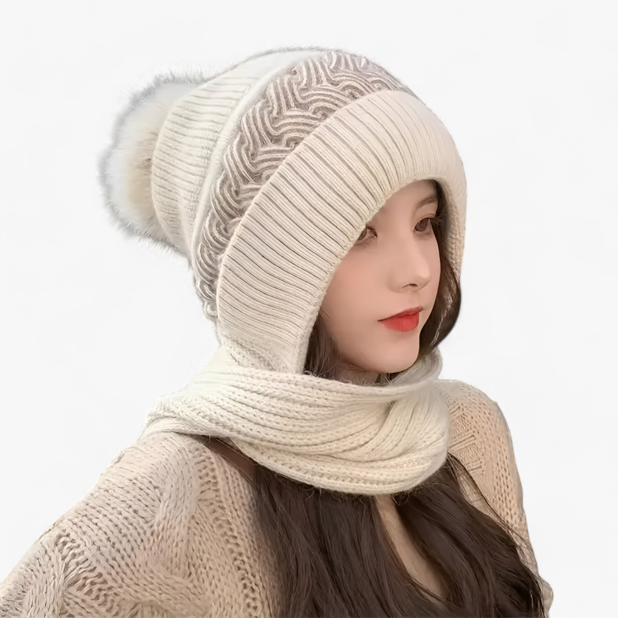 Sofie | Cappello Invernale Magliato All-in-One – Caldo, Confortevole e Antivento - MISE - - Concept Palermo