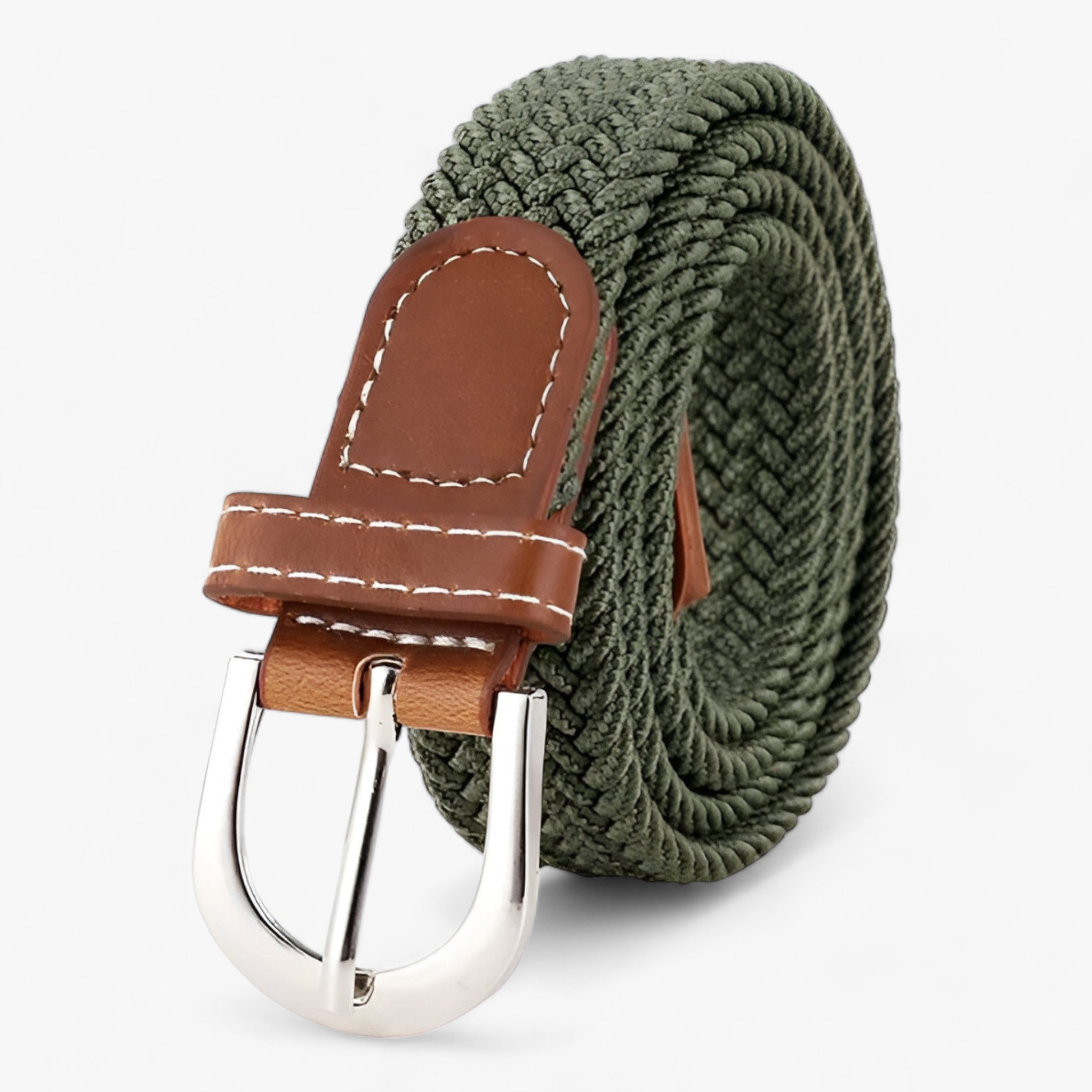 FLEXI | Cintura elastica intrecciata - Confortevole ed elegante - Verde oliva 105CM - 2.5cm ADULT Belts Casual Knitted Solid WOMEN - Concept Palermo