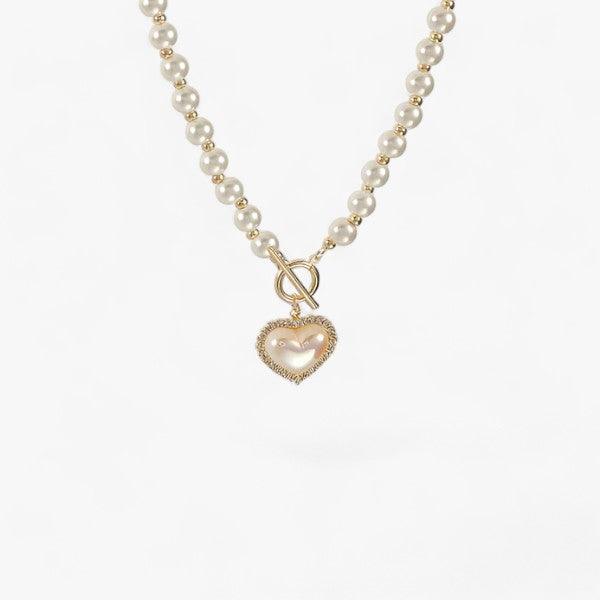 PEARL | Collana Clavicula da donna - Perfetta per gioielli eleganti da festa - Cuore - All Compatible alloy creamy white fashion HEART heart-shaped Hubei Japan and South Korea Link Chain necklace NECKLACES Party PEARL Pearl chain Pendant Necklaces Perfectly Round Simulated-pearl TRENDY Women YIYUEQIANLI Zinc alloy - Concept Palermo