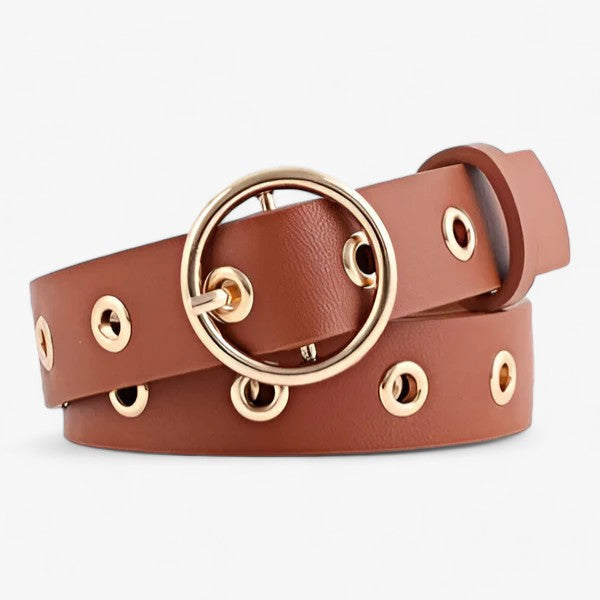 Elegante cintura in pelle con fibbia rotonda - Raffinatezza classica per ogni occasione - Marrone - 2.6cm 4cm ADULT Belt RZ19102604 Belts fashion Guangdong Mainland China MOONBIFFY PU Solid WOMEN X802 - Concept Palermo