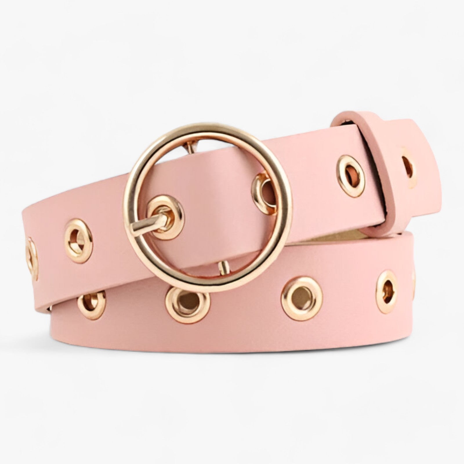 Elegante cintura in pelle con fibbia rotonda - Raffinatezza classica per ogni occasione - Rosa - 2.6cm 4cm ADULT Belt RZ19102604 Belts fashion Guangdong Mainland China MOONBIFFY PU Solid WOMEN X802 - Concept Palermo