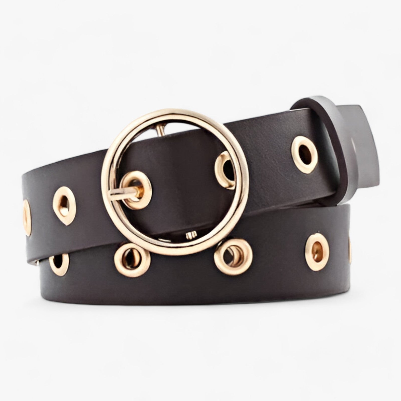 Elegante cintura in pelle con fibbia rotonda - Raffinatezza classica per ogni occasione - Caffè - 2.6cm 4cm ADULT Belt RZ19102604 Belts fashion Guangdong Mainland China MOONBIFFY PU Solid WOMEN X802 - Concept Palermo