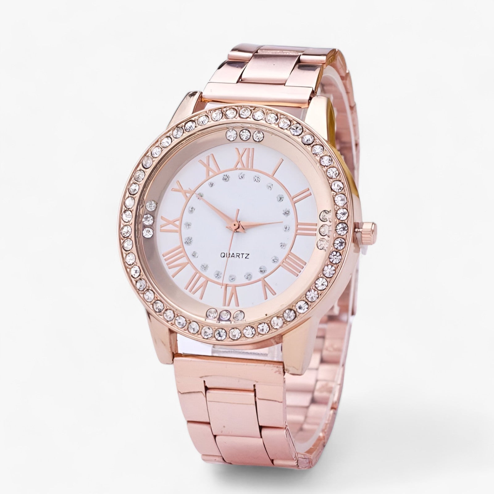 Diamantglans | Ur - Eccezionalmente Brillante - Roséguld - 10mmmm 20mmmm 220mm 40mmmm Acrylic Folding Clasp with Safety Mainland China No package No Waterproof None PBY_07ZG Quartz Round simple Stainless Steel - Concept Palermo