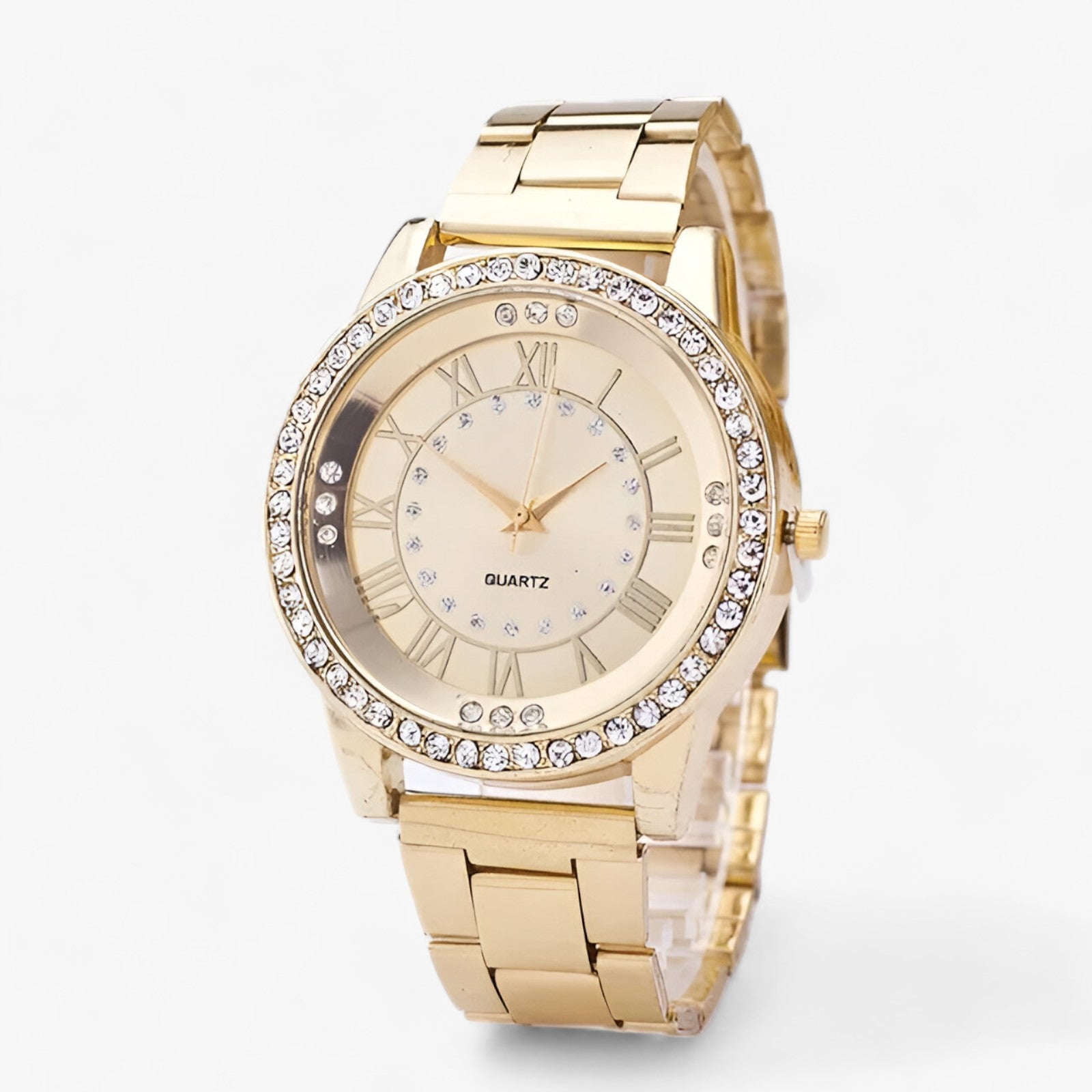 Diamantglans | Ur - Eccezionalmente Brillante - Guld - 10mmmm 20mmmm 220mm 40mmmm Acrylic Folding Clasp with Safety Mainland China No package No Waterproof None PBY_07ZG Quartz Round simple Stainless Steel - Concept Palermo