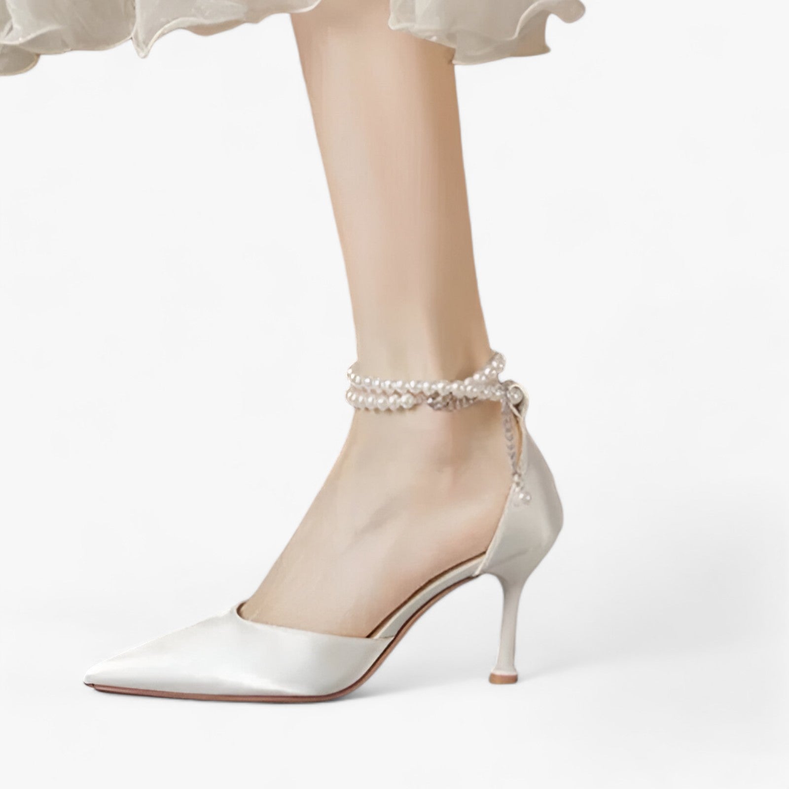 Eleganza Chic | Magnifici Tacchi da Sposa – Un Raffinamento Ineguagliabile - - ADULT Ankle Strap basic BONDED LEATHER Casual Classics Fits true to size High (5cm-8cm) Jiashusen Lace-up Mainland China No Open Rubber sandals Silk Solid take your normal size Thin Heels women sandals - Concept Palermo