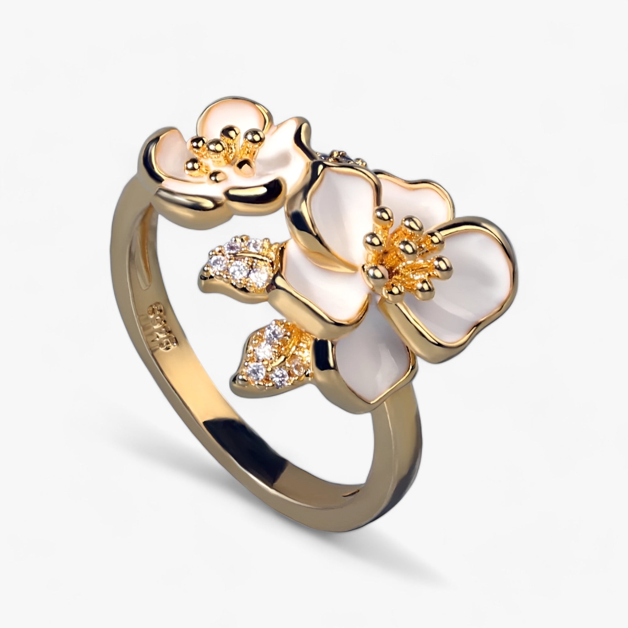 Sophia | Anello di Fiori Bianchi Elegante - Un Tocco di Delicata Bellezza - 10 - 5g 925 Anniversary Bezel Setting Classic Cocktail Ring Mainland China No plant silver Sterling Third Party Appraisal Women Zircon - Concept Palermo