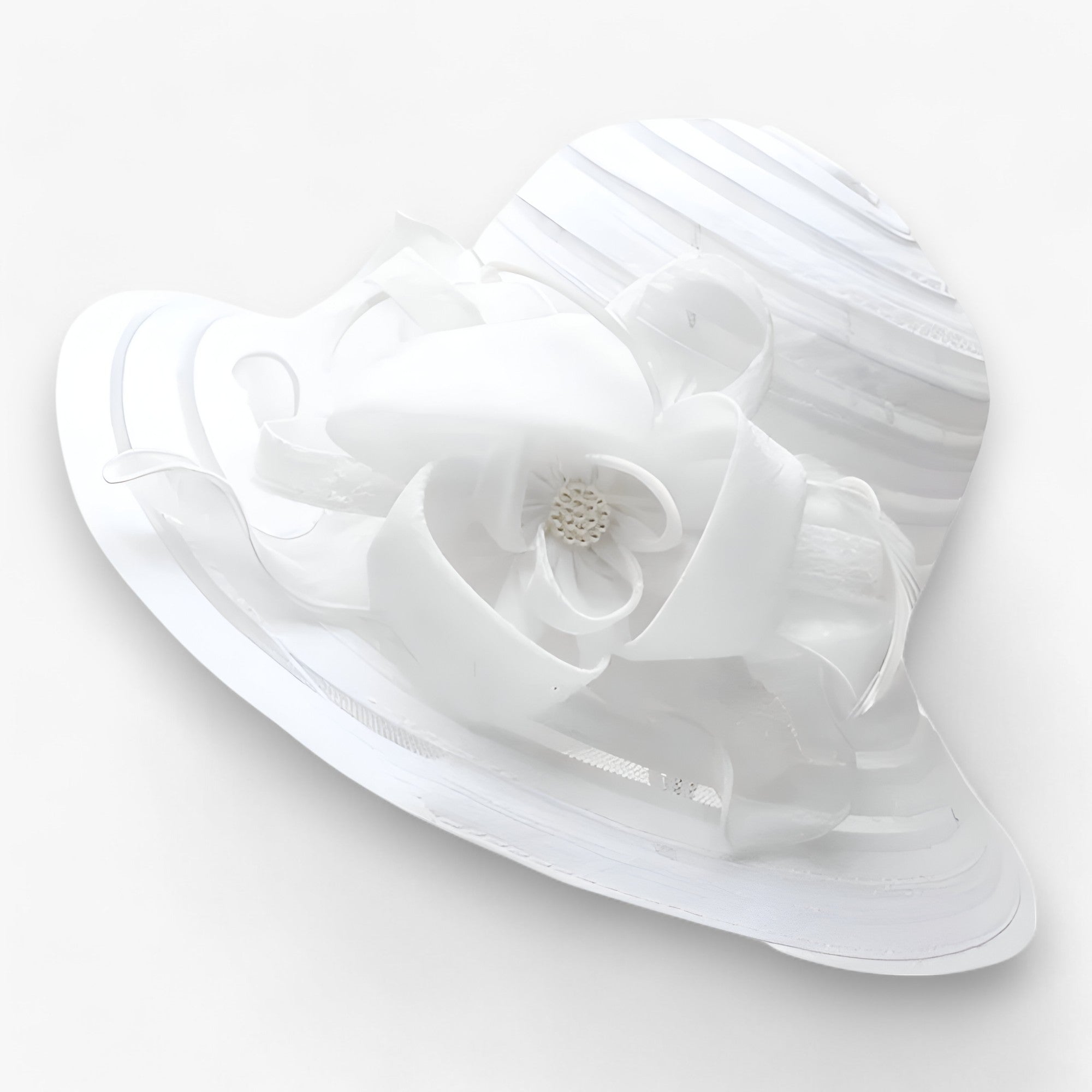 ELEGANCE | Cappello da sole in organza da donna - Elegante protezione solare - Bianco M56-58cm - hat Spring and Summer summer Sun Hats white WOMEN womens fashion - Concept Palermo