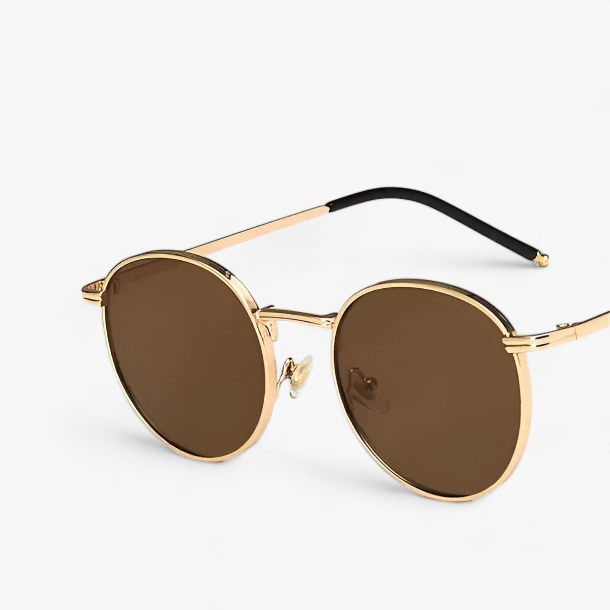 Occhiali da sole di design - Lenti rotonde versatili per l'uso quotidiano - Tè dorato - 1.85inch 1.97inch ADULT ALLOY China (mainland) EYEWEAR gootrades Mainland China NONE Polycarbonate punk Round Sun Glasses Sunglasses UV400 WOMEN - Concept Palermo