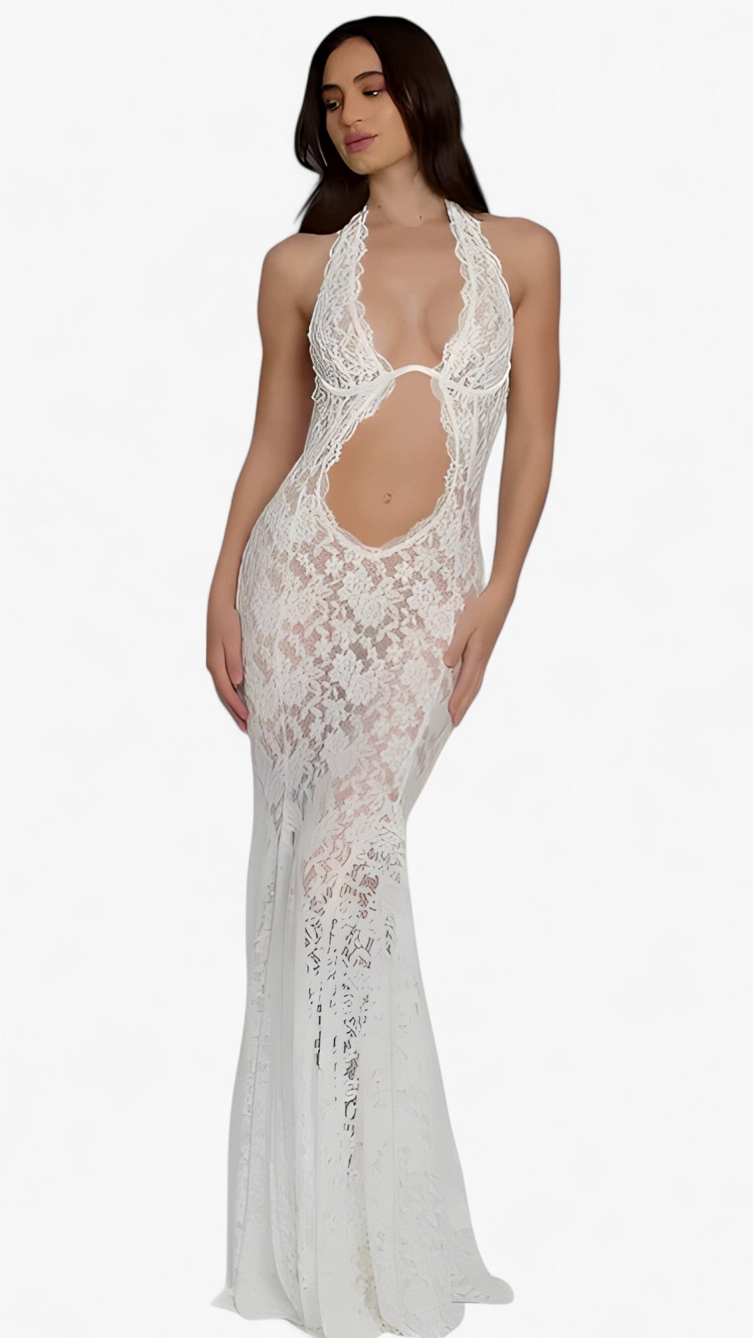 Tossy | Abito lungo elegante - Rinnova il tuo guardaroba estivo - L - Ankle-Length Lace Lace Dress Natural Neck-mounted Polyester regular Sexy & Club Sheath sleeveless slim fit Spring/Summer synthetic fiber TOSSY WOMEN - Concept Palermo