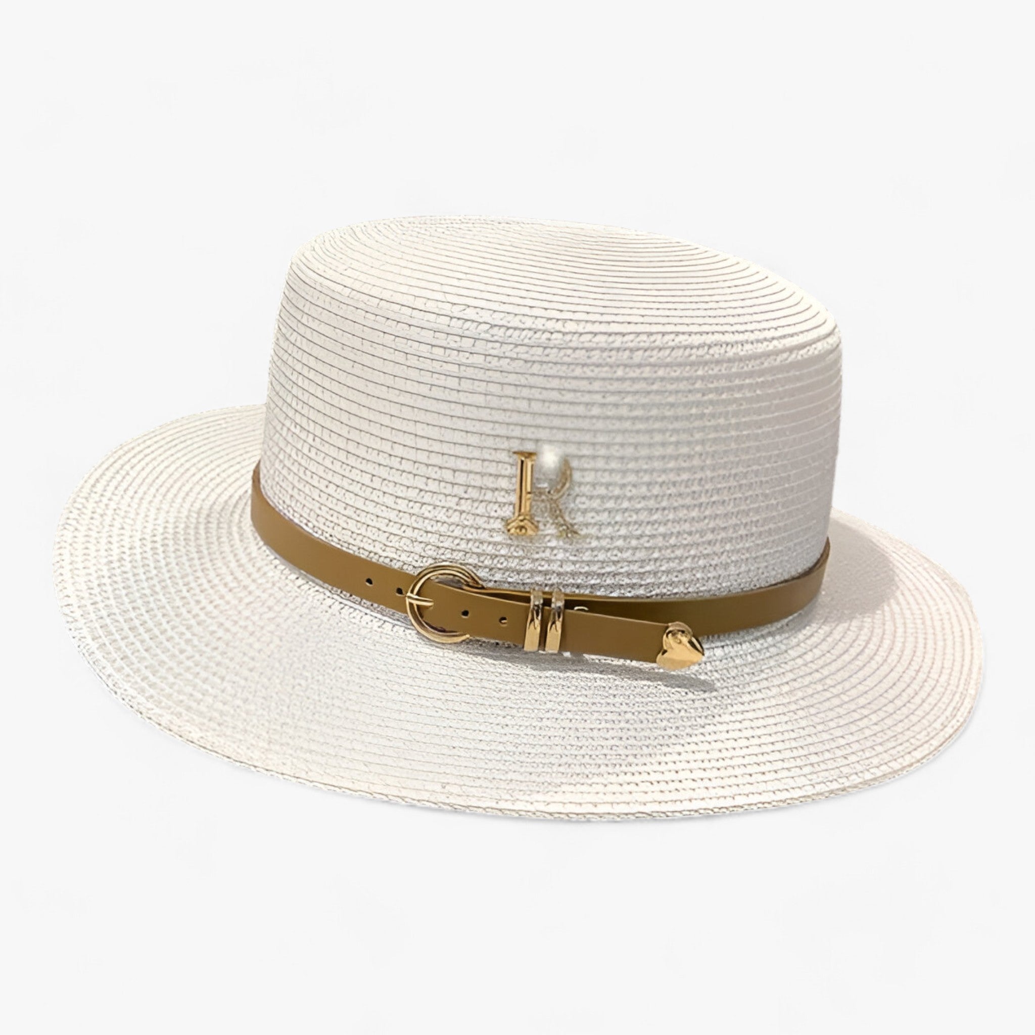 Lily | Cappello di paglia piatto: elegante protezione solare per l'estate - Bianco - bucket hats fedora hats French Berets Woman Autumn Winter Hats For Girls Beanie High Quality Woolen Vintage Cap Black Painter Hat Female Felt Hat Berets Hat for girls Hats for women Hats for men Bucket hat summer hat Sun Hats women hat - Concept Palermo
