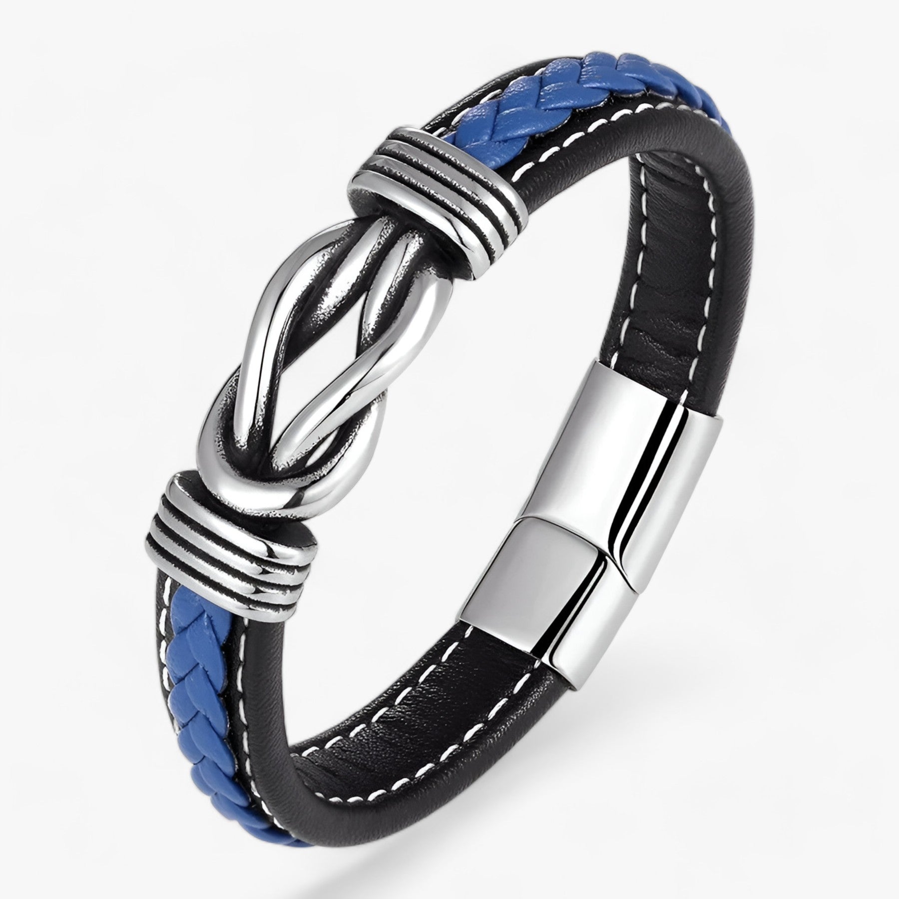 Bracciale in vera pelle - Eleganza e robustezza combinati - Blu - armband bracelet for men men bracelet - Concept Palermo