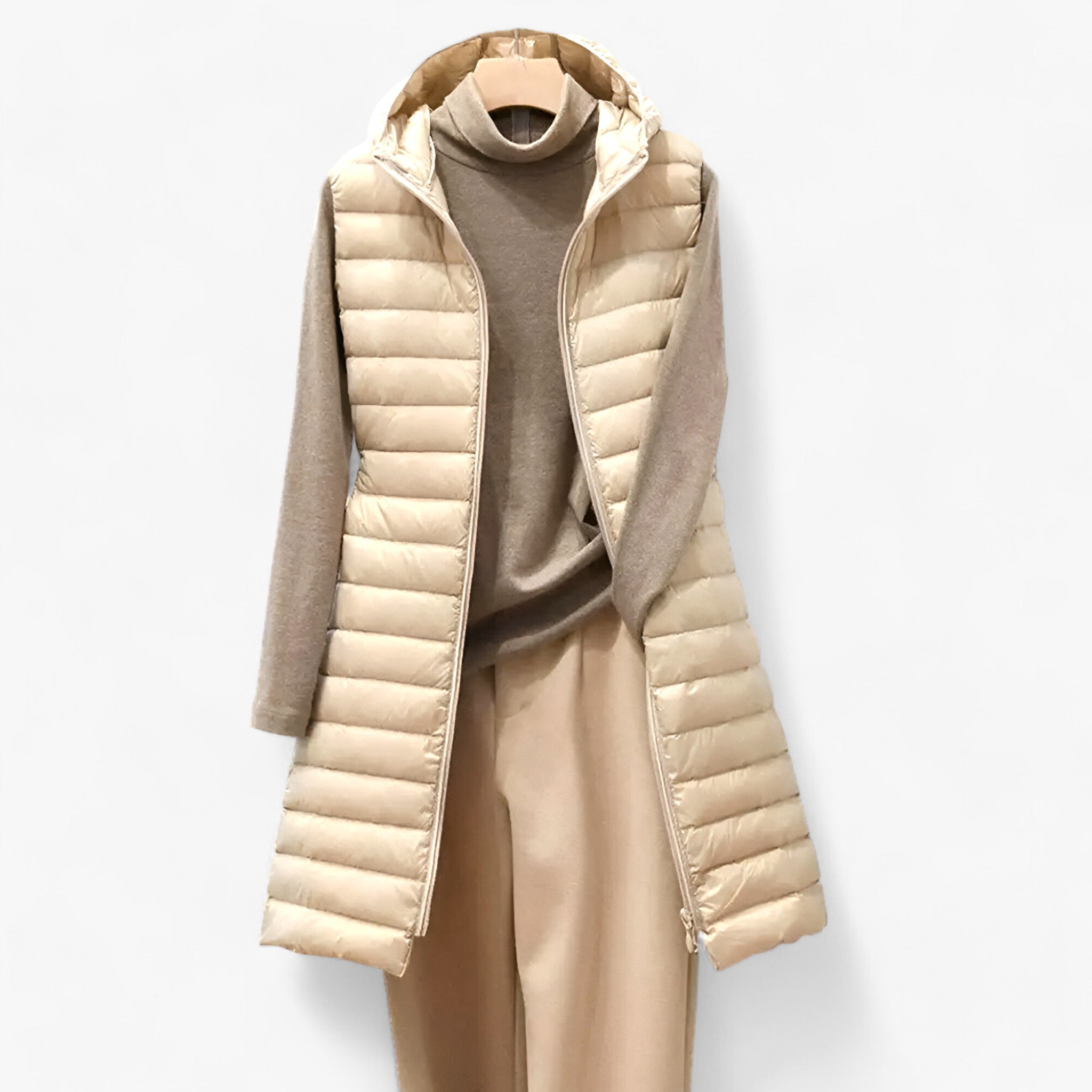 Celeste | Gilet Mantel per Donne - Accogliente Giacca Calda di Mezza Lunghezza - Khaki - women - Concept Palermo