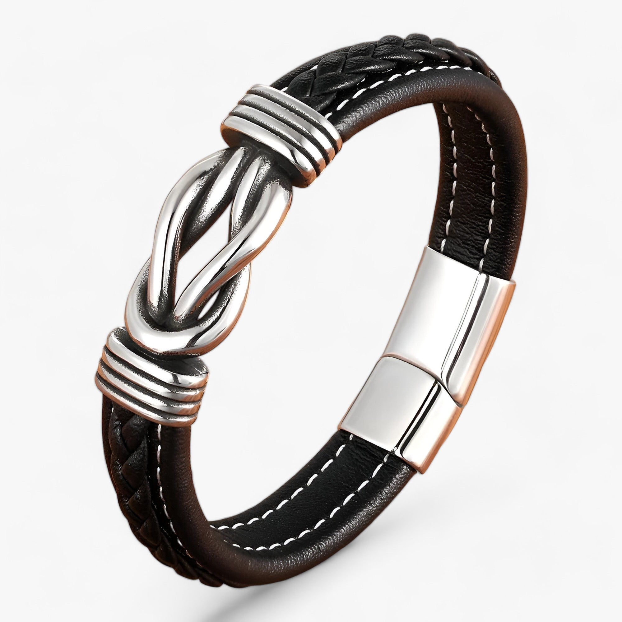 Bracciale in vera pelle - Eleganza e robustezza combinati - Nero - armband bracelet for men men bracelet - Concept Palermo