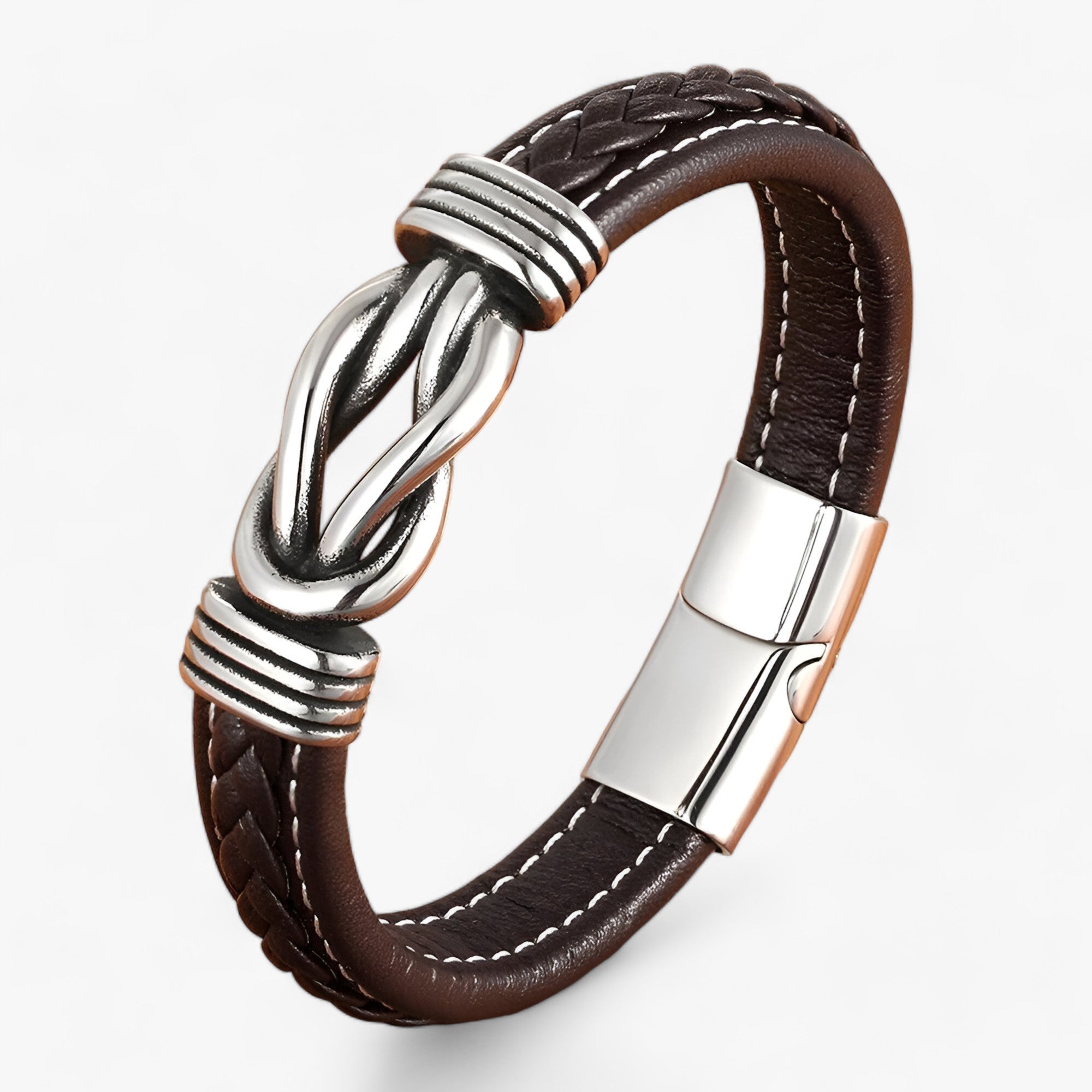 Bracciale in vera pelle - Eleganza e robustezza combinati - Caffè - armband bracelet for men men bracelet - Concept Palermo