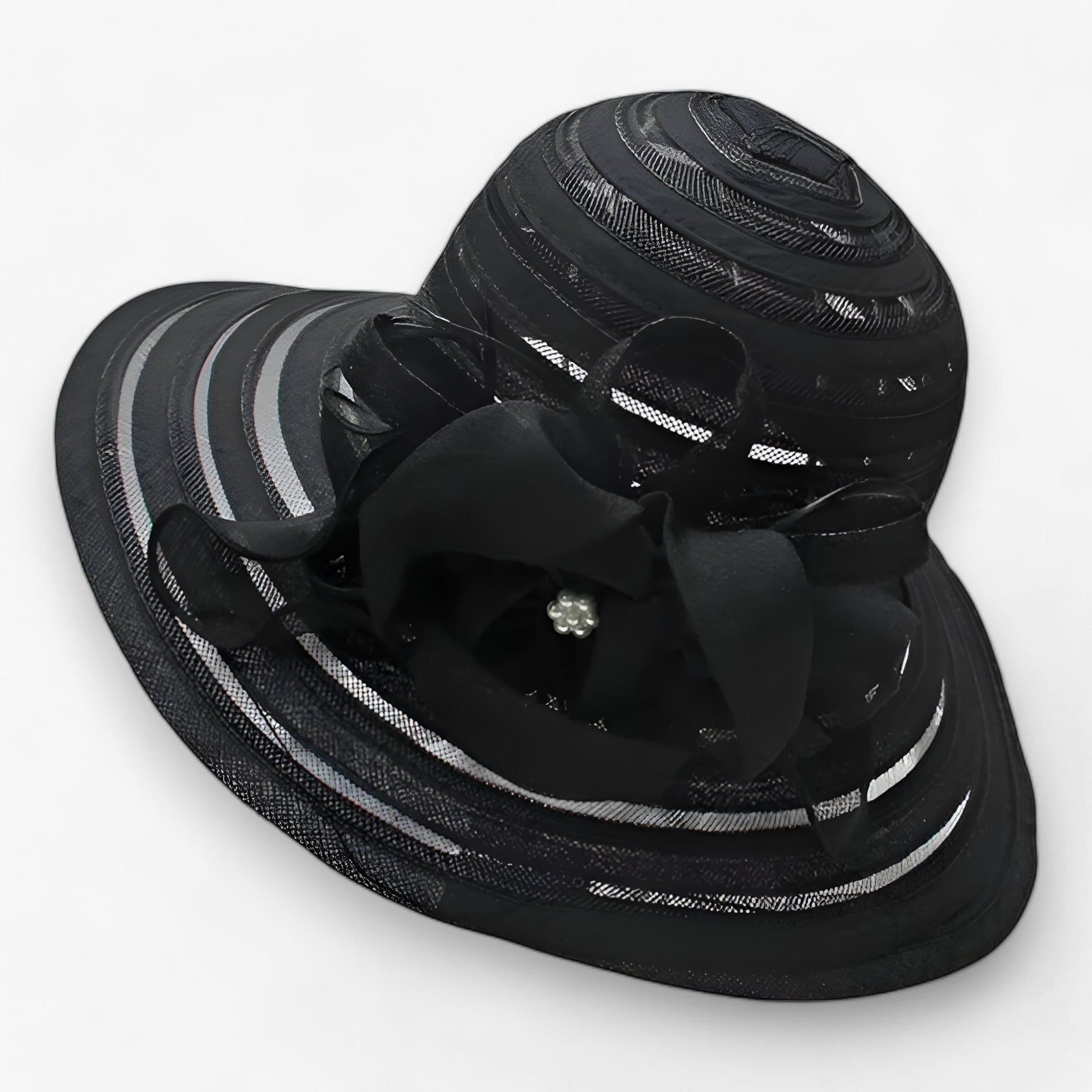 ELEGANCE | Cappello da sole in organza da donna - Elegante protezione solare - Nero M56-58cm - hat Spring and Summer summer Sun Hats white WOMEN womens fashion - Concept Palermo