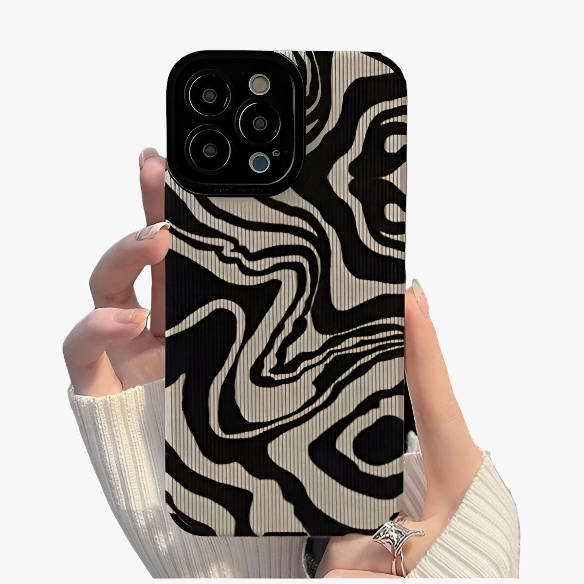 Custodia per iPhone con strisce zebrate stilose e motivo a onde - - Animal Anti-Scratch APPLE CARTOON Dustproof Full Coverage Geometric Mainland China Non-Slip Pictorial - Concept Palermo