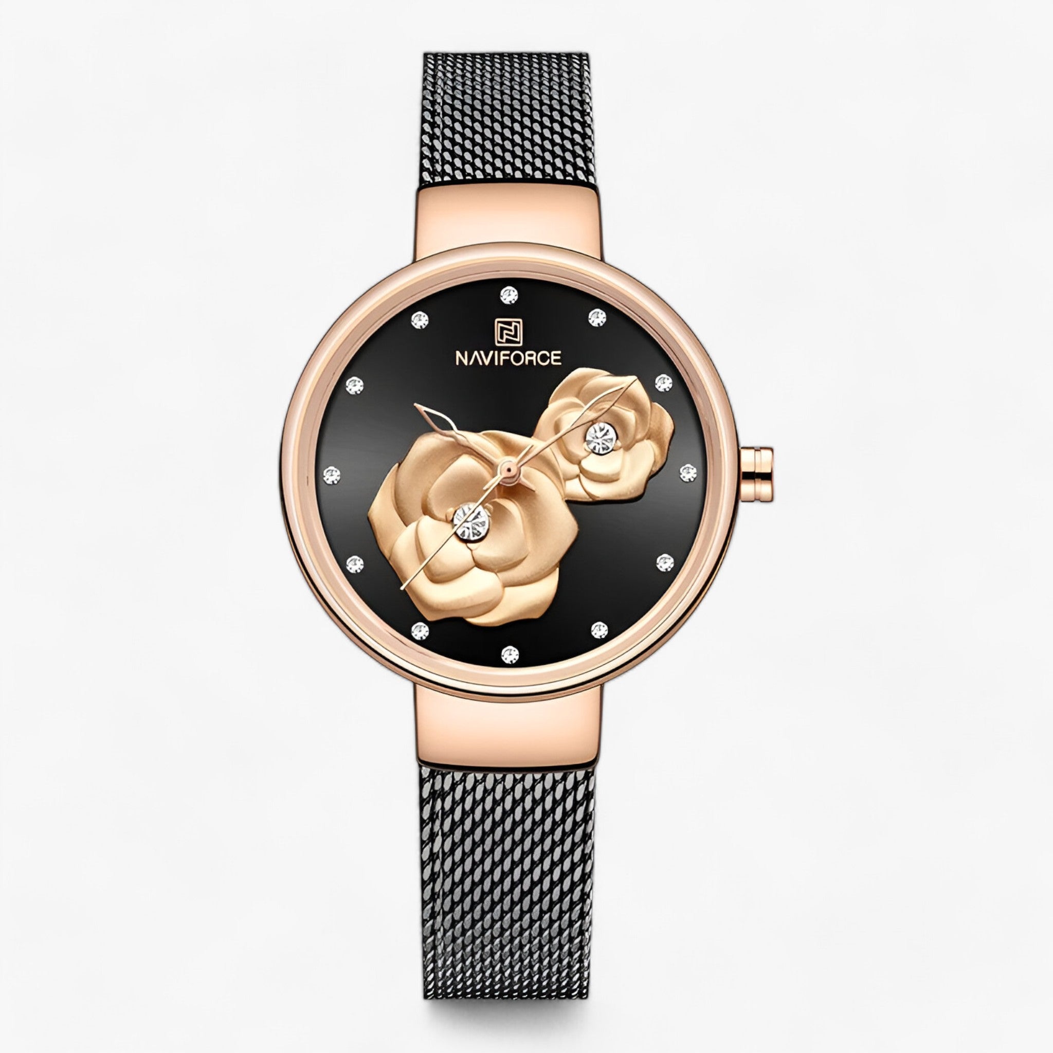 LUXETIME | Orologio in Acciaio Inox con Maglia Singapore - Eleganza Senza Tempo per Ogni Occasione - Nero - accessories women Gifts for women women women watch wrist watches for women - Concept Palermo