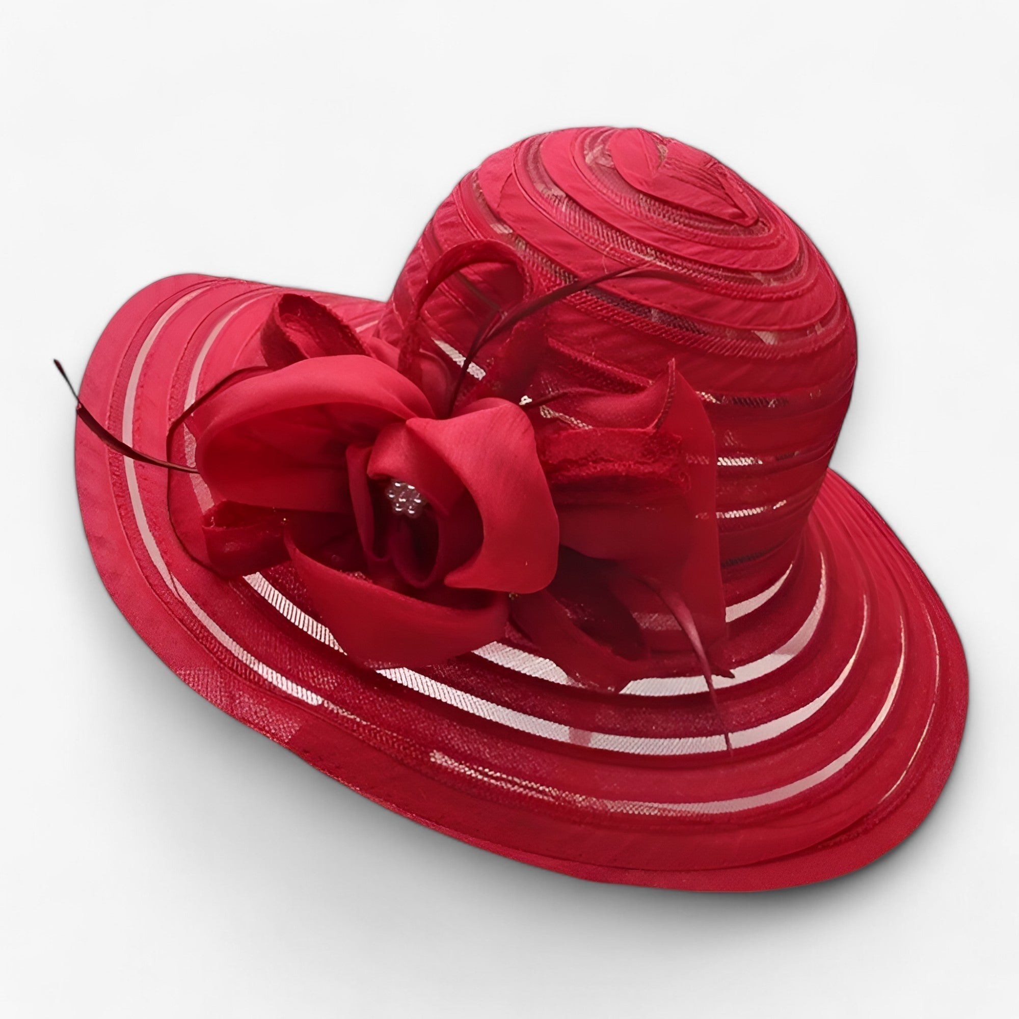 ELEGANCE | Cappello da sole in organza da donna - Elegante protezione solare - Rosso M56-58cm - hat Spring and Summer summer Sun Hats white WOMEN womens fashion - Concept Palermo
