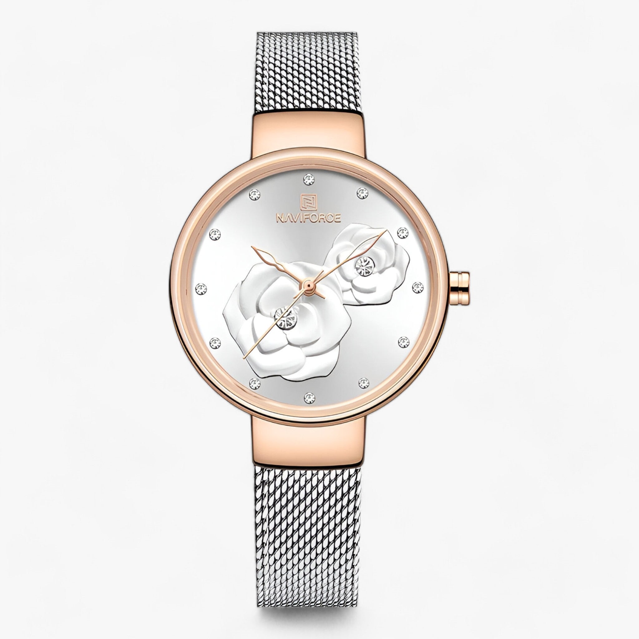 LUXETIME | Orologio in Acciaio Inox con Maglia Singapore - Eleganza Senza Tempo per Ogni Occasione - Bianco - accessories women Gifts for women women women watch wrist watches for women - Concept Palermo