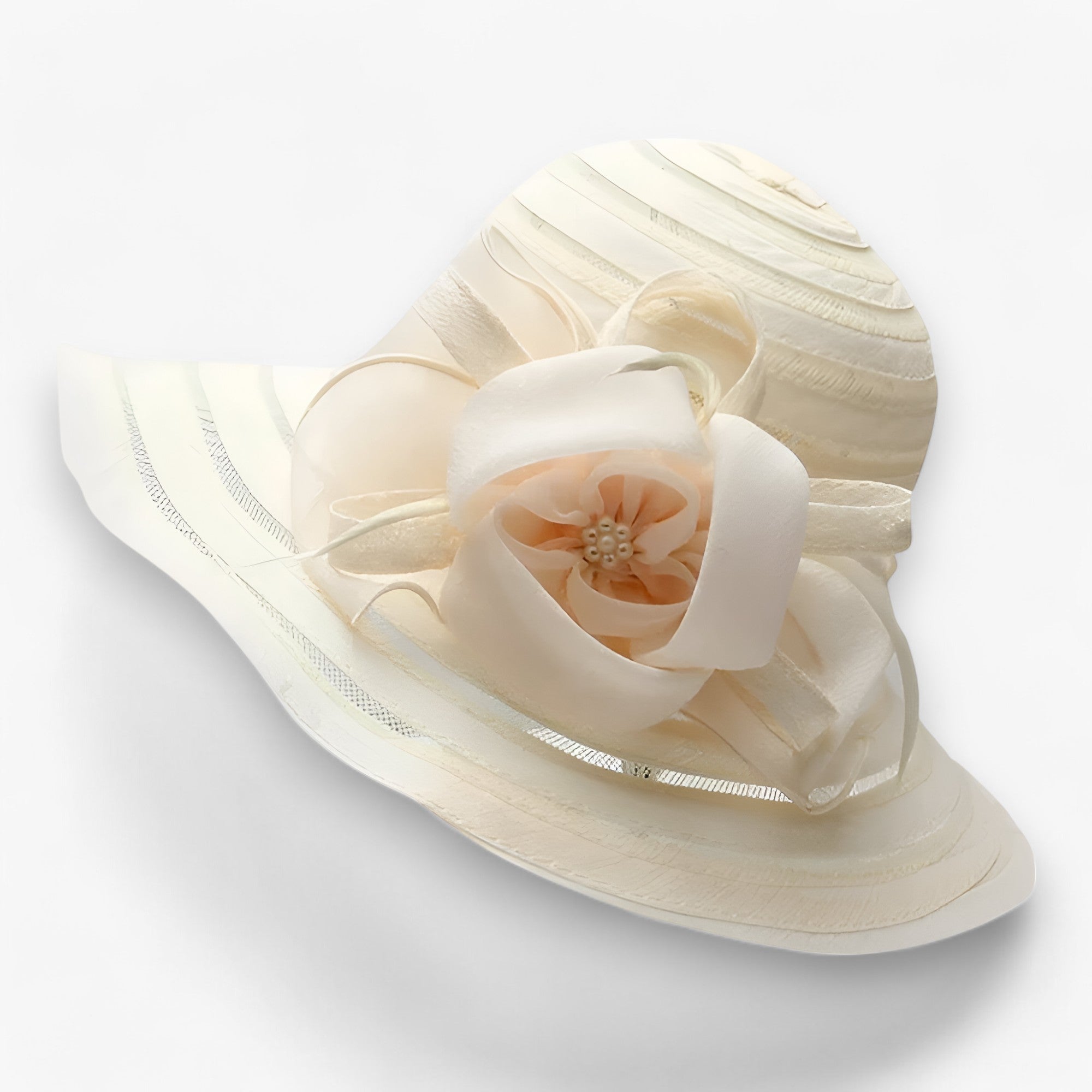 ELEGANCE | Cappello da sole in organza da donna - Elegante protezione solare - Crema M56-58cm - hat Spring and Summer summer Sun Hats white WOMEN womens fashion - Concept Palermo
