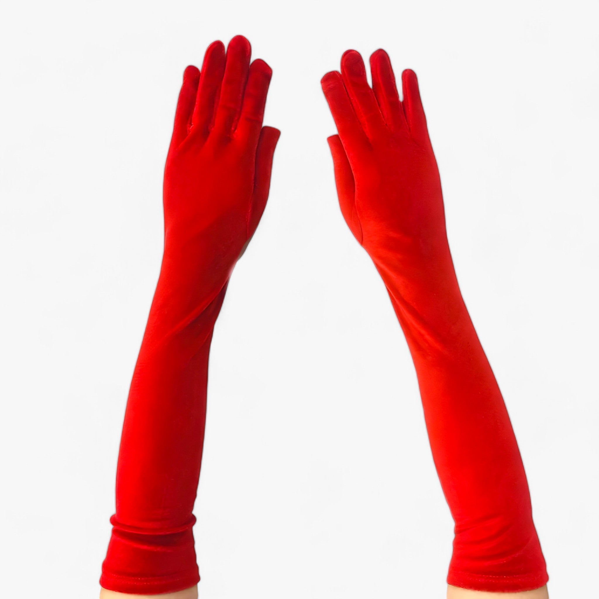 Lily | Guanti di velluto da donna - Elegante stile retrò e calore - Rosso 44cm Taglia unica - - Concept Palermo
