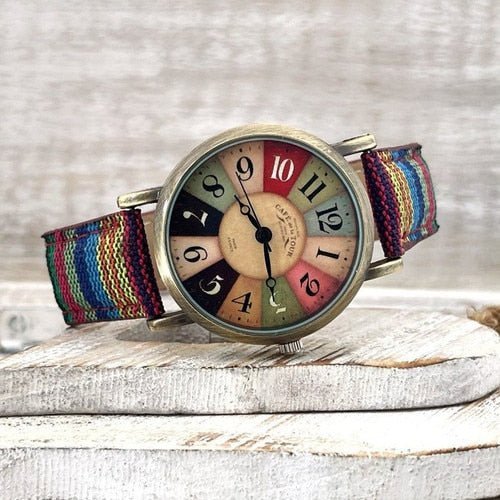 Orologio retrò con cinturino in tela colorata - Blu - - Concept Palermo