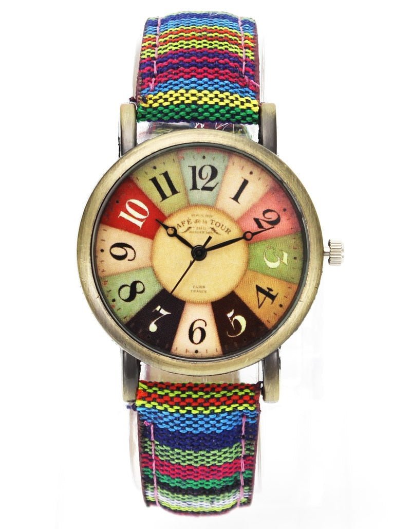 Orologio retrò con cinturino in tela colorata - - - Concept Palermo