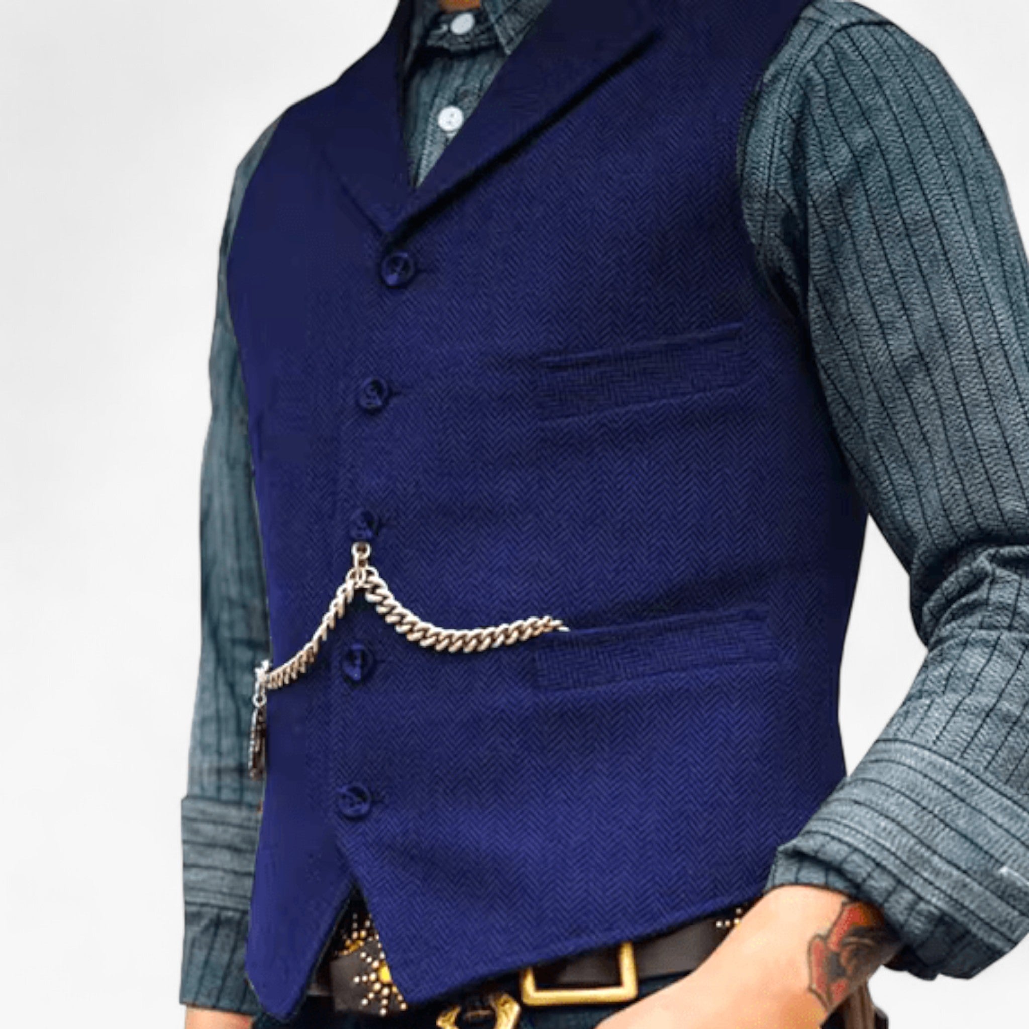 Henry | Gilet business in ottone - Eleganza senza tempo - Blu reale - - Concept Palermo