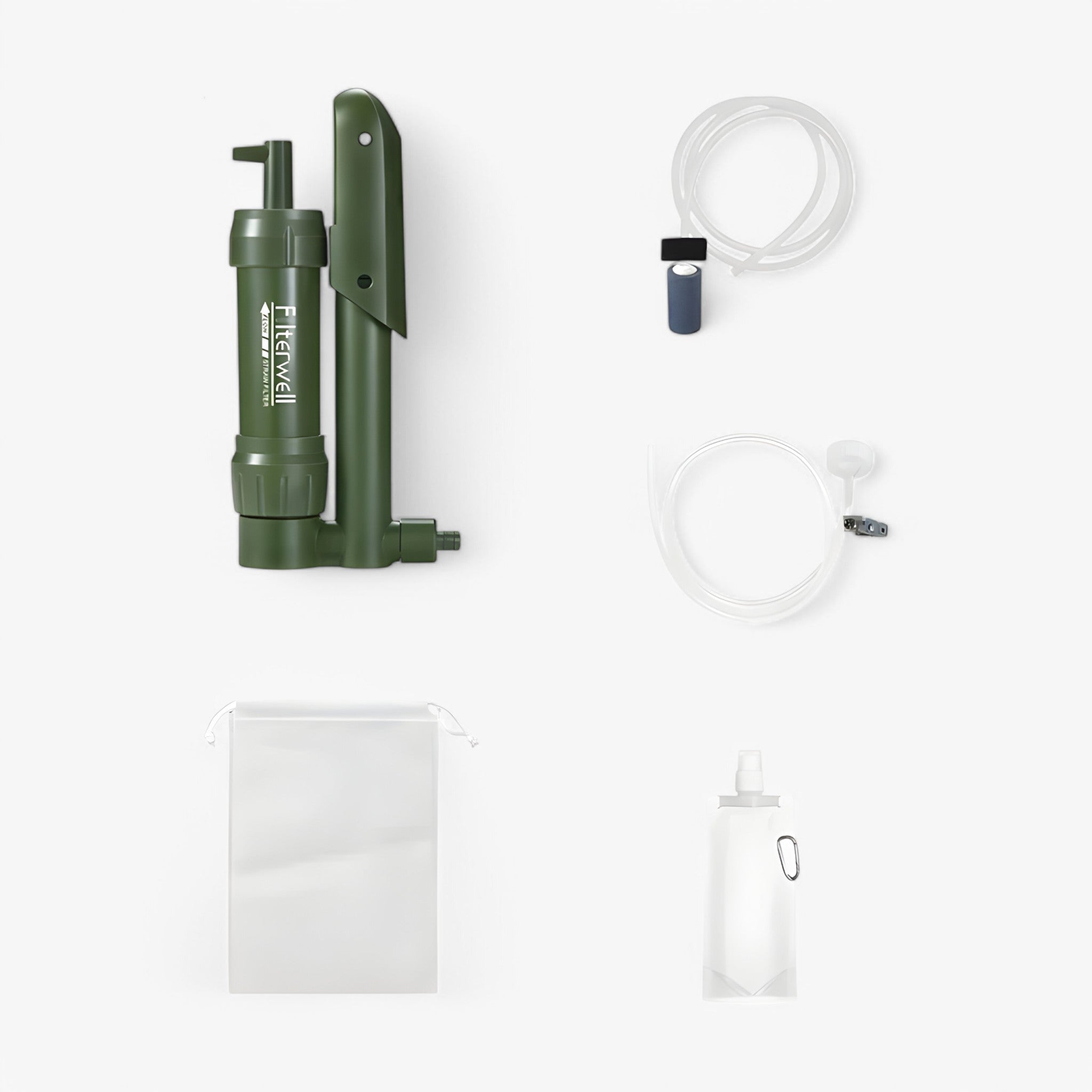 Pompa a Mano Portatile per Filtrare l'Acqua - Purificatore di Bevande Compatto - Set completo - compact waterfilter draagbare waterfilter drinkwater purifier filtratie systeem handpomp waterfilter kampeeraccessoires lichtgewicht waterfilter noodwaterfilter outdoor survival uitrusting - Concept Palermo