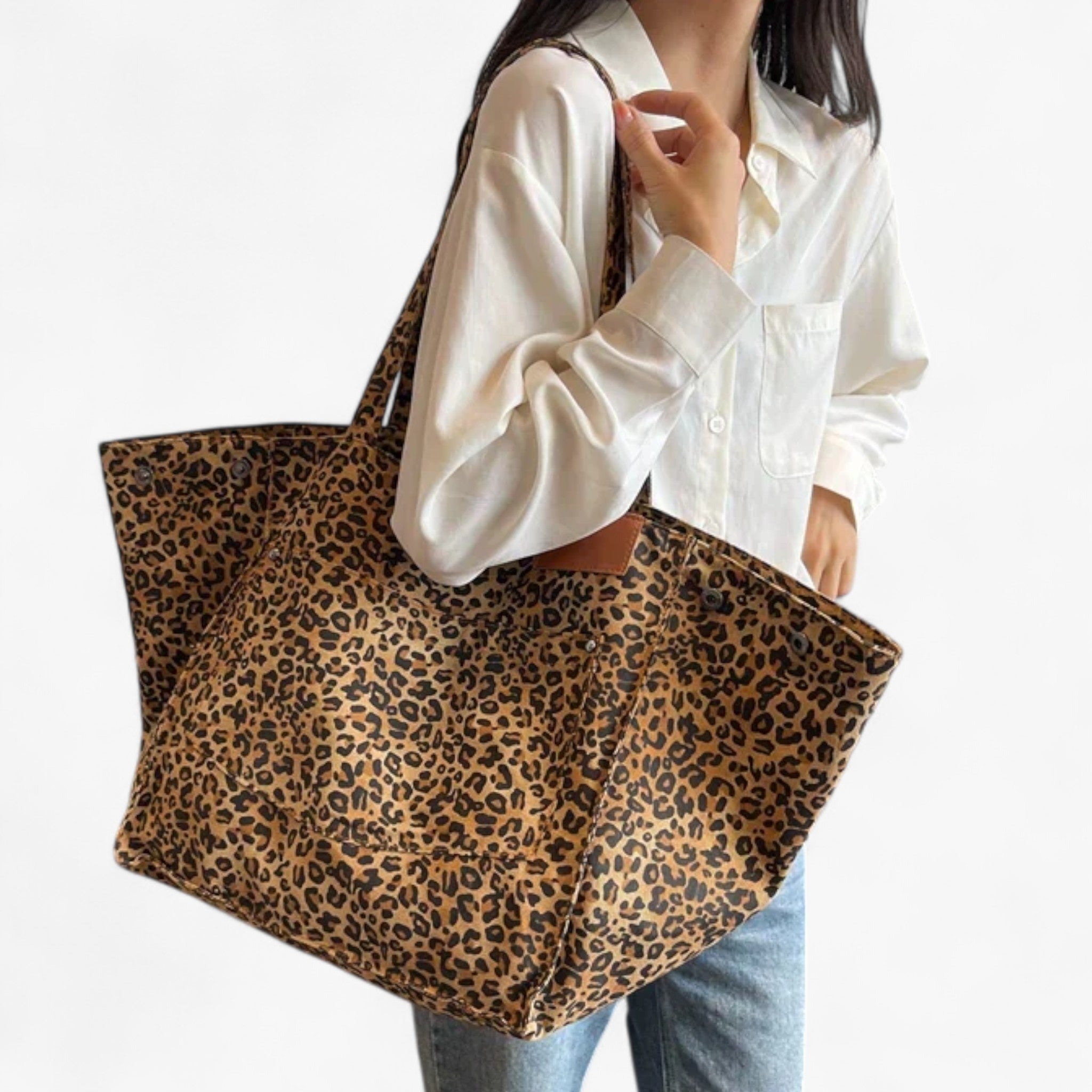Savannah - grande borsa da tela oversize con stampa leopardata - - bag handbags women Women's handbags - Concept Palermo