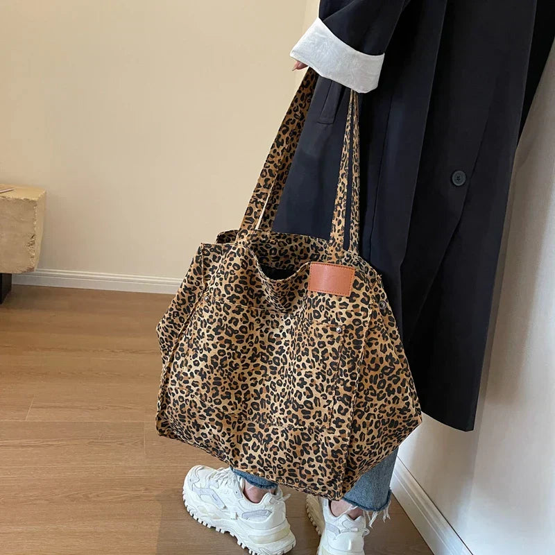 Savannah - grande borsa da tela oversize con stampa leopardata - - bag handbags women Women's handbags - Concept Palermo