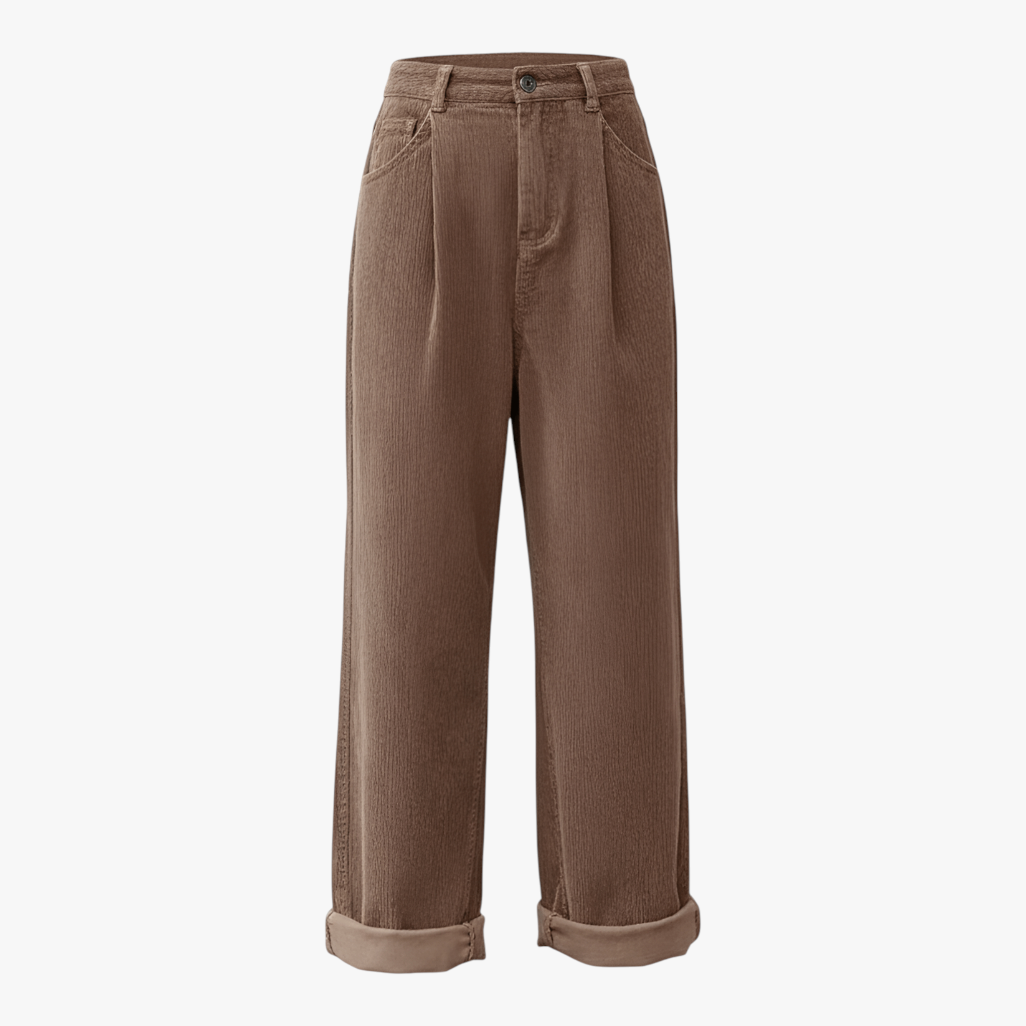 Rosabella | Pantaloni Donna Vintage Vita Alta Eleganti - Marrone - abbigliamento casual pantaloni alta vita pantaloni cinque tasche pantaloni donna pantaloni eleganti pantaloni in corda stile versatile - Concept Palermo