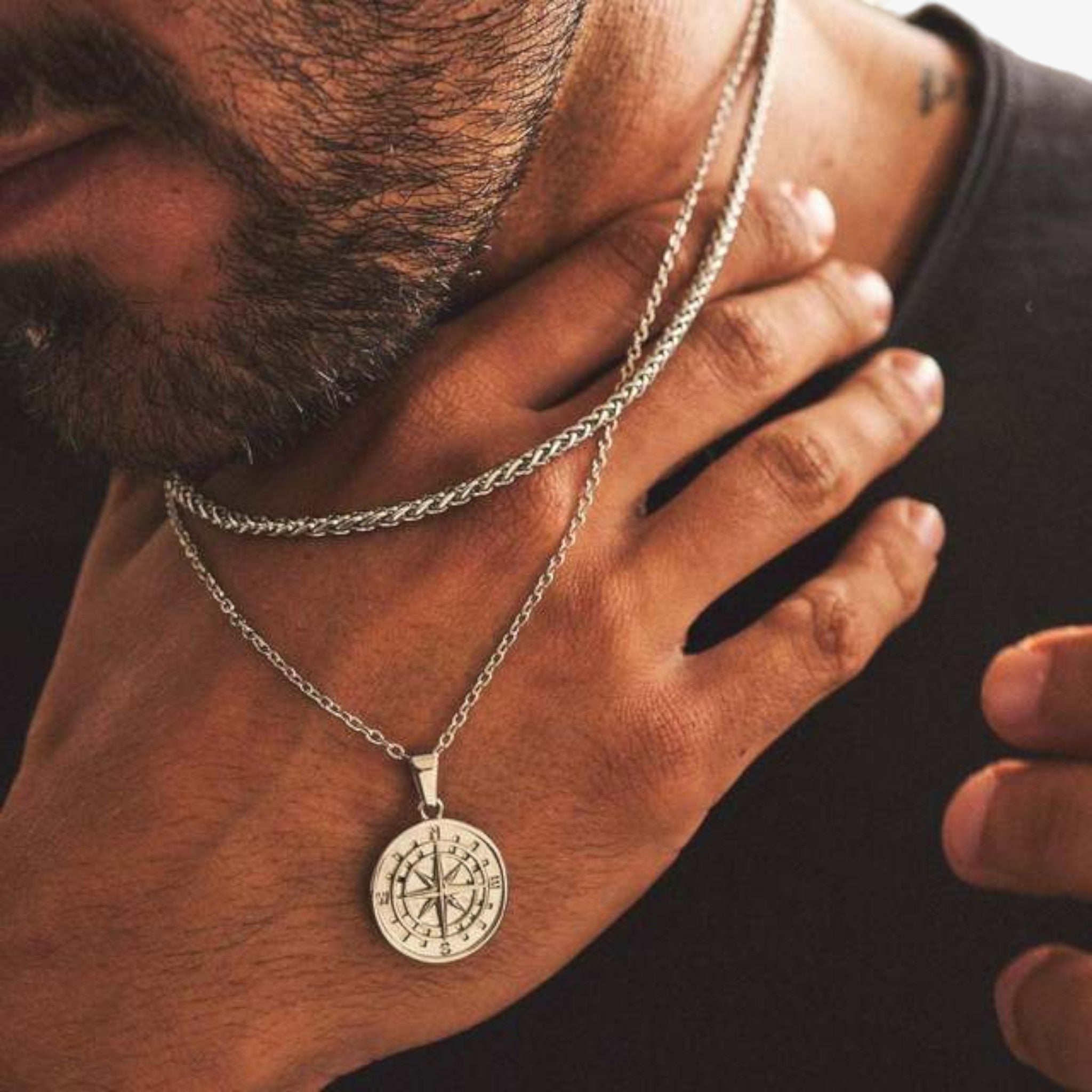 Collane a strati per uomini Vnox - Argento Scuro - jewelry necklace NECKLACES necklaces for men Pendant Necklaces - Concept Palermo