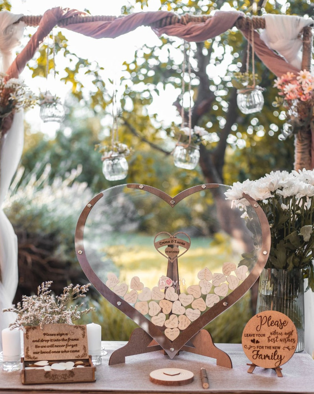 Colline | Libro degli ospiti a forma di cuore | Crea ricordi - - Decoration guestbook heart shape home decor wedding decor wooden heart shape - Concept Palermo