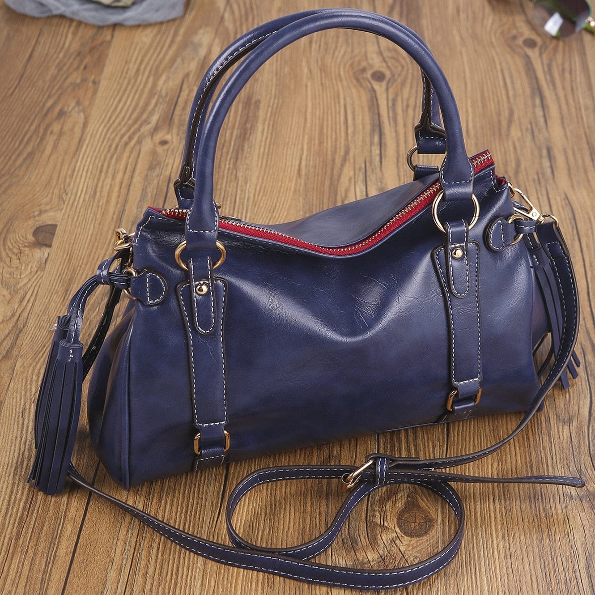 Borsa da donna in morbida pelle - Blu profondo - Bags handbags women bags Women's handbags - Concept Palermo