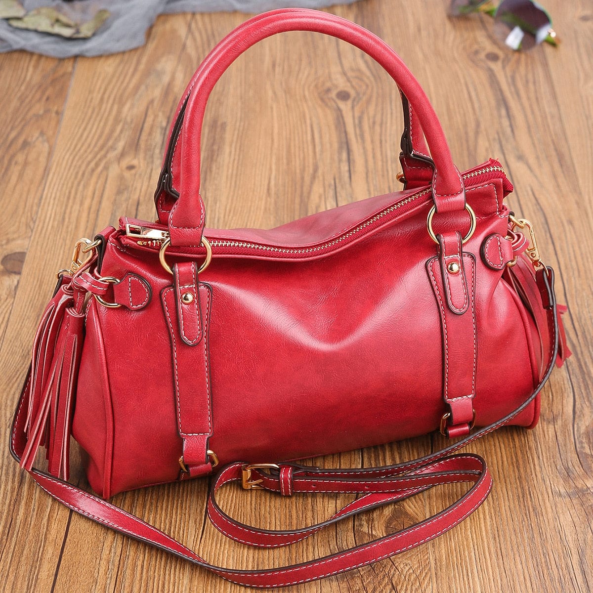 Borsa da donna in morbida pelle - Rosso - Bags handbags women bags Women's handbags - Concept Palermo